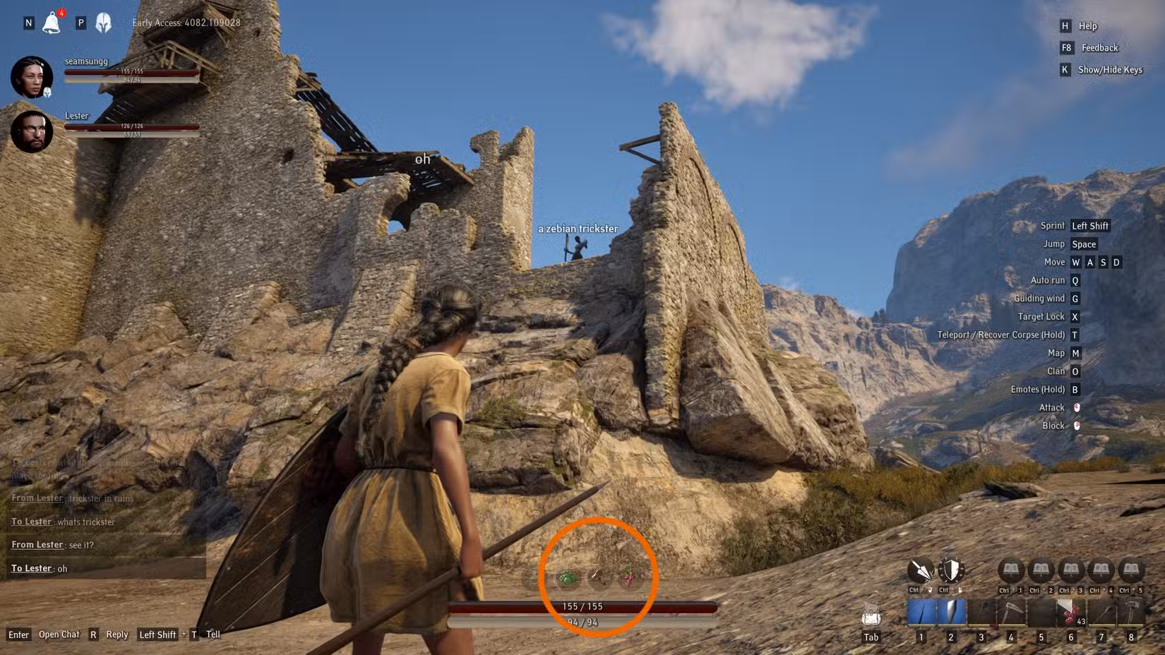 pax dei player near ruins looking at zebian trickster